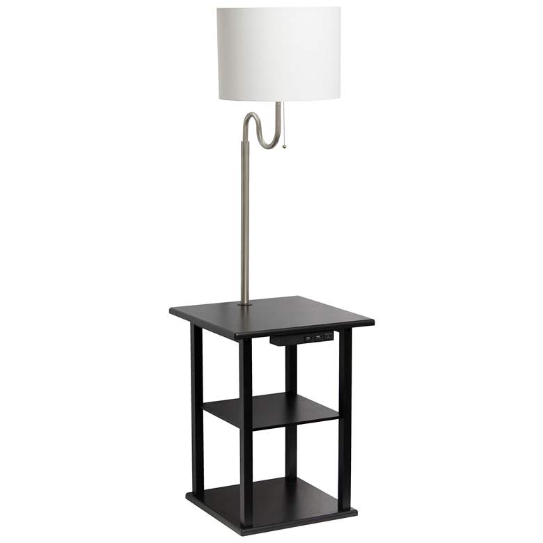 Image 1 Simple Designs 57 inch Black End Table Floor Lamp with USB and Outlet
