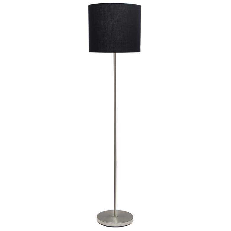 Image 1 Simple Designs 57" Brushed Nickel Floor Lamp with Black Shade, w/ LED