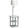 Simple Designs 57" Gray End Table Floor Lamp with USB and Outlet