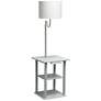 Simple Designs 57" Gray End Table Floor Lamp with USB and Outlet