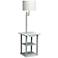 Simple Designs 57" Gray End Table Floor Lamp with USB and Outlet
