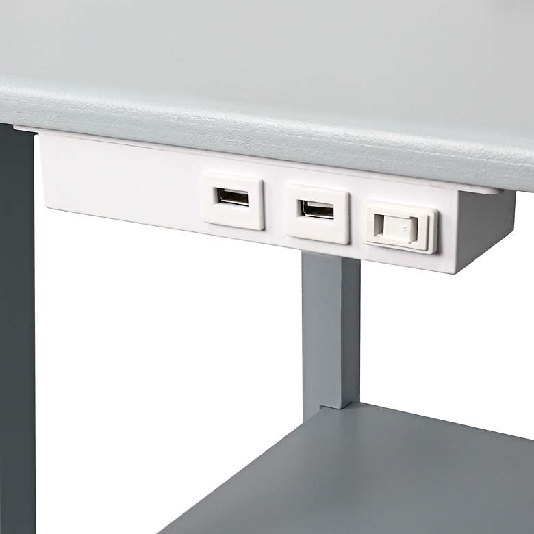 Image 7 Simple Designs 57" Gray End Table Floor Lamp with USB and Outlet more views