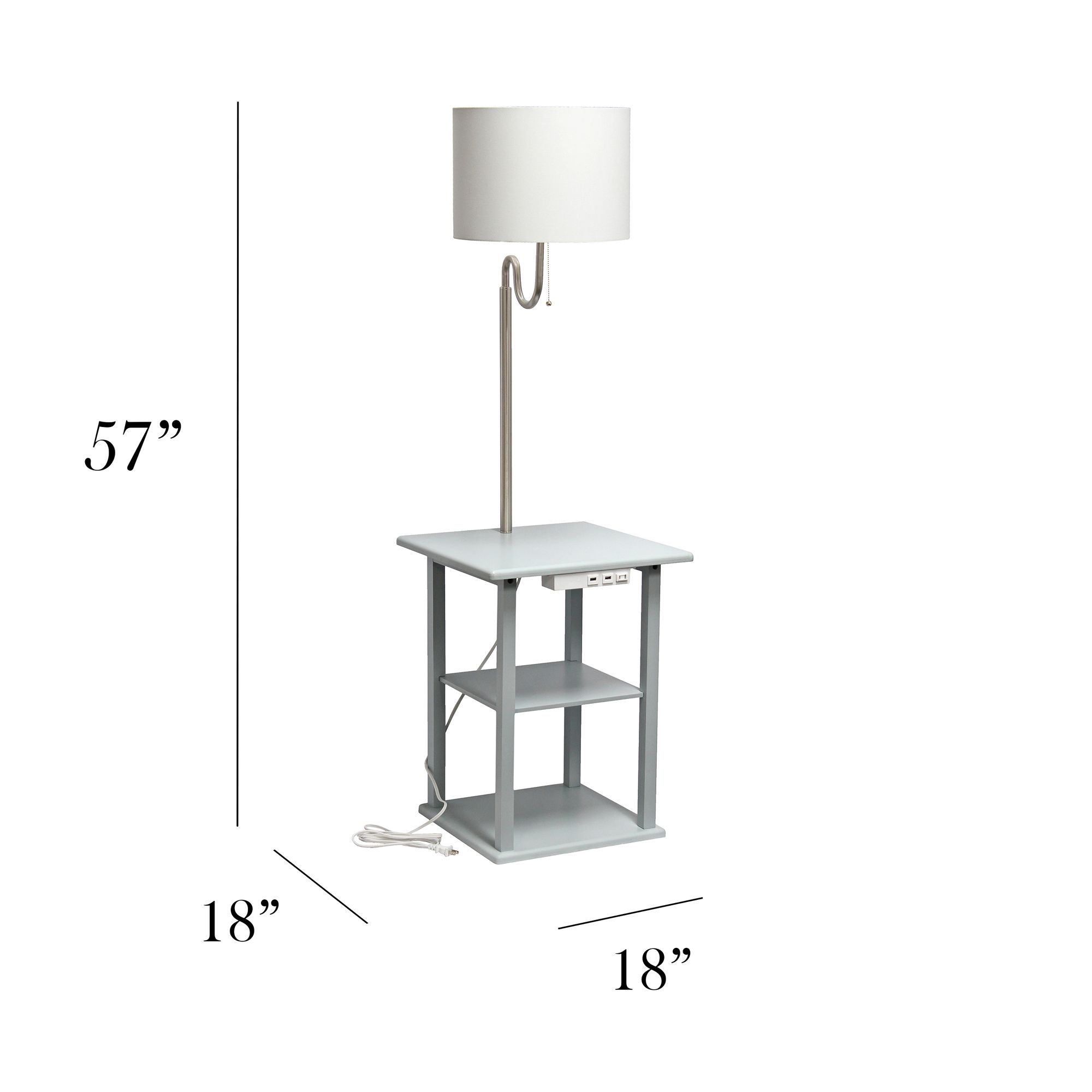 Simple Designs 57" Gray End Table Floor Lamp with USB and Outlet in scene
