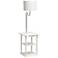 Simple Designs 57" White End Table Floor Lamp with USB and Outlet