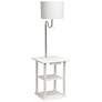 Simple Designs 57" White End Table Floor Lamp with USB and Outlet