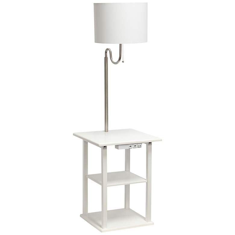Image 3 Simple Designs 57" White End Table Floor Lamp with USB and Outlet