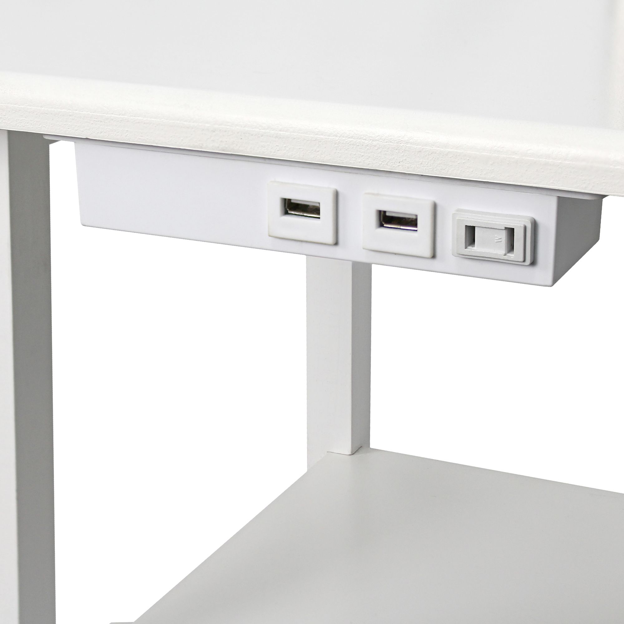 Simple Designs 57" White End Table Floor Lamp with USB and Outlet in scene