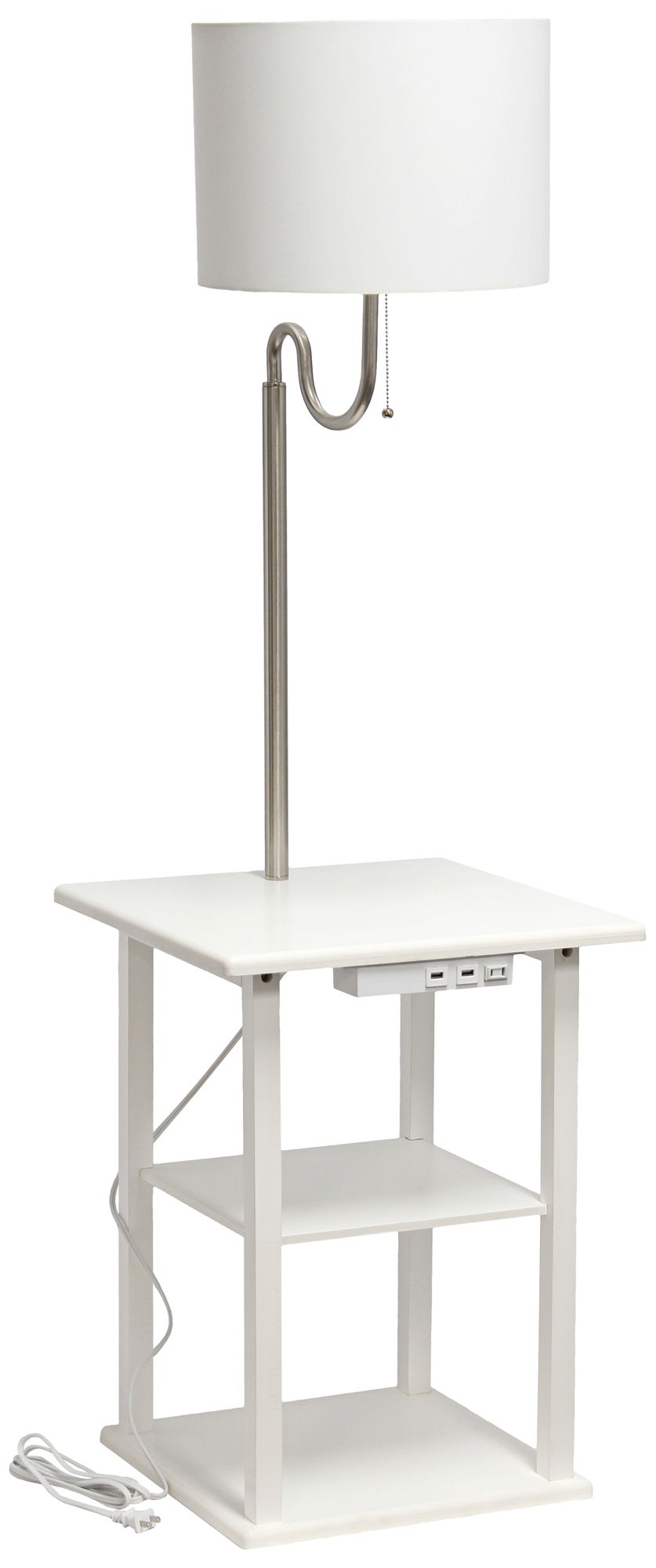 Simple Designs 57" White End Table Floor Lamp with USB and Outlet in scene