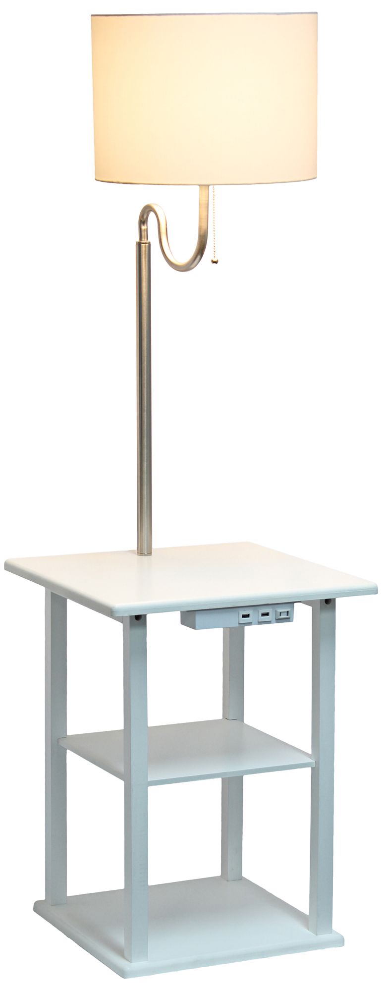 Simple Designs 57" White End Table Floor Lamp with USB and Outlet in scene