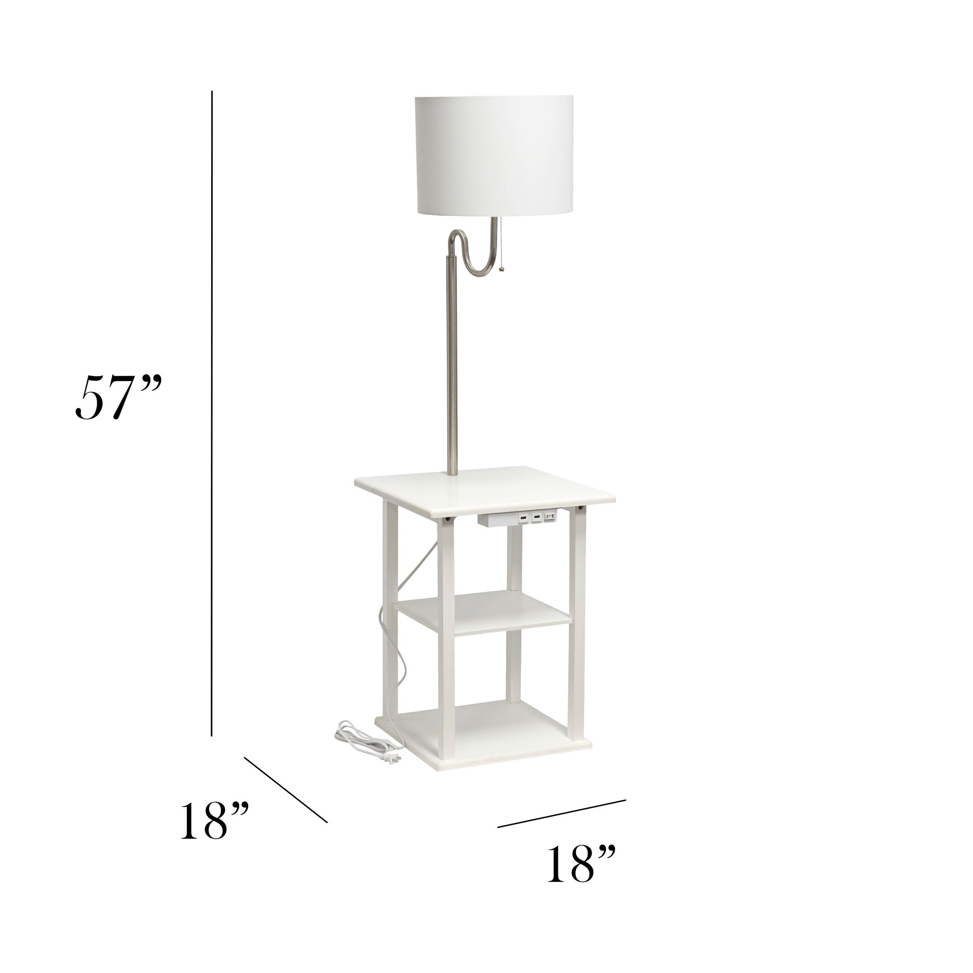 Simple Designs 57" White End Table Floor Lamp with USB and Outlet in scene