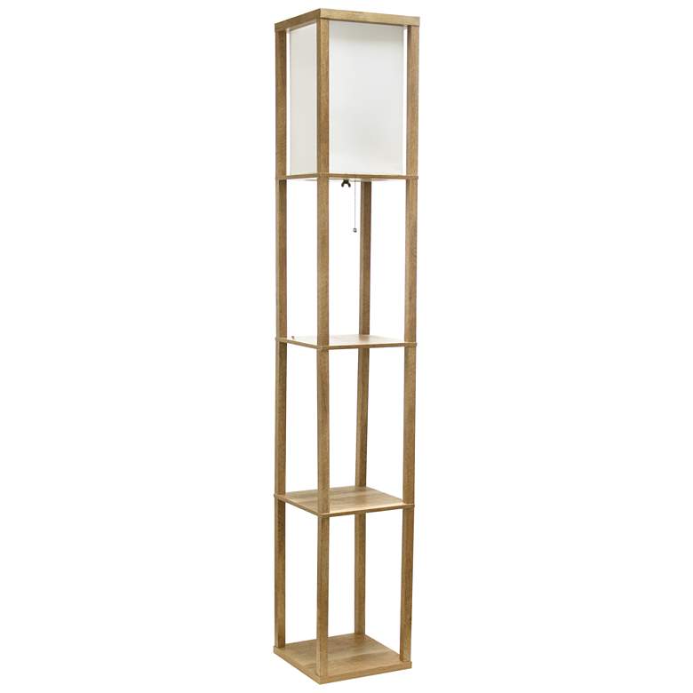 Image 1 Simple Designs 62.5" 3 Tier Floor Lamp Etagere Shelf with Linen Shade,