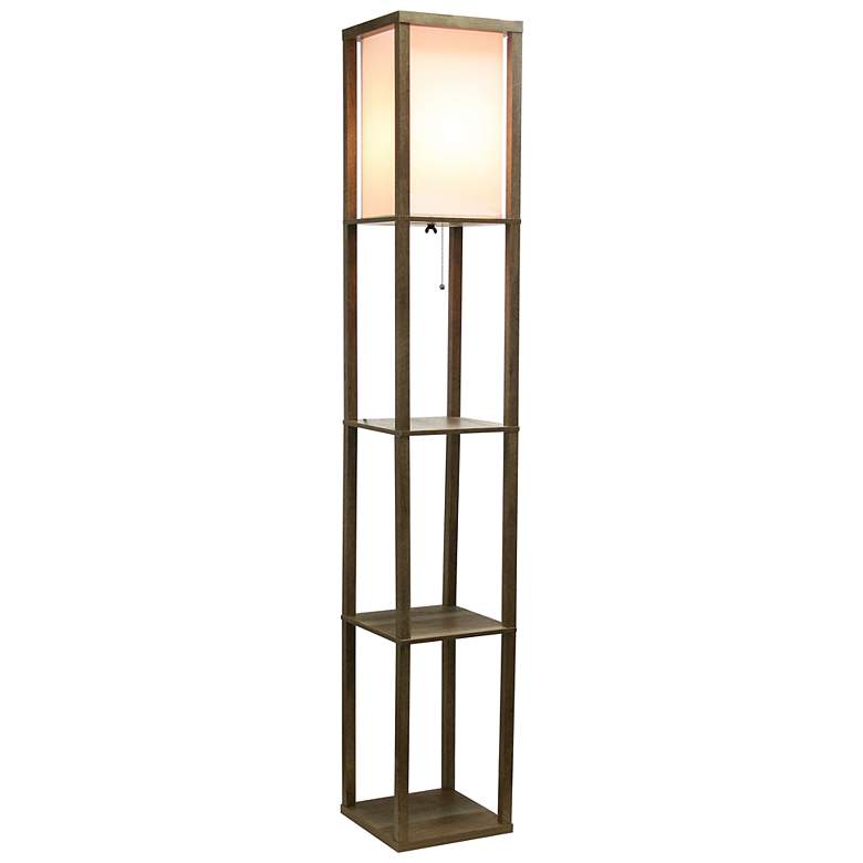 Image 4 Simple Designs 62.5" 3 Tier Floor Lamp Etagere Shelf with Linen Shade, more views