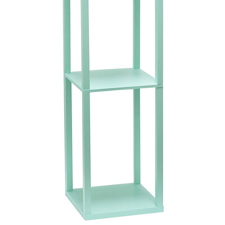 Image 3 Simple Designs 62 1/2" Aqua Blue Shelf Floor Lamp with USBs and Outlet more views