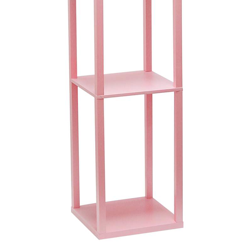 Image 3 Simple Designs 62 1/2" Pink Etagere Shelf Floor Lamp with Charge Ports more views