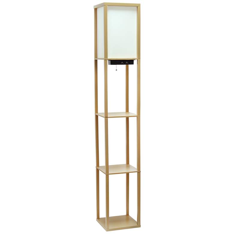 Image 2 Simple Designs 62 1/2" Tan 3-Self Etagere Floor Lamp with Charge Ports