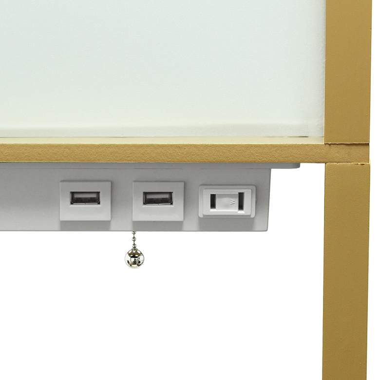 Image 3 Simple Designs 62 1/2" Tan 3-Self Etagere Floor Lamp with Charge Ports more views