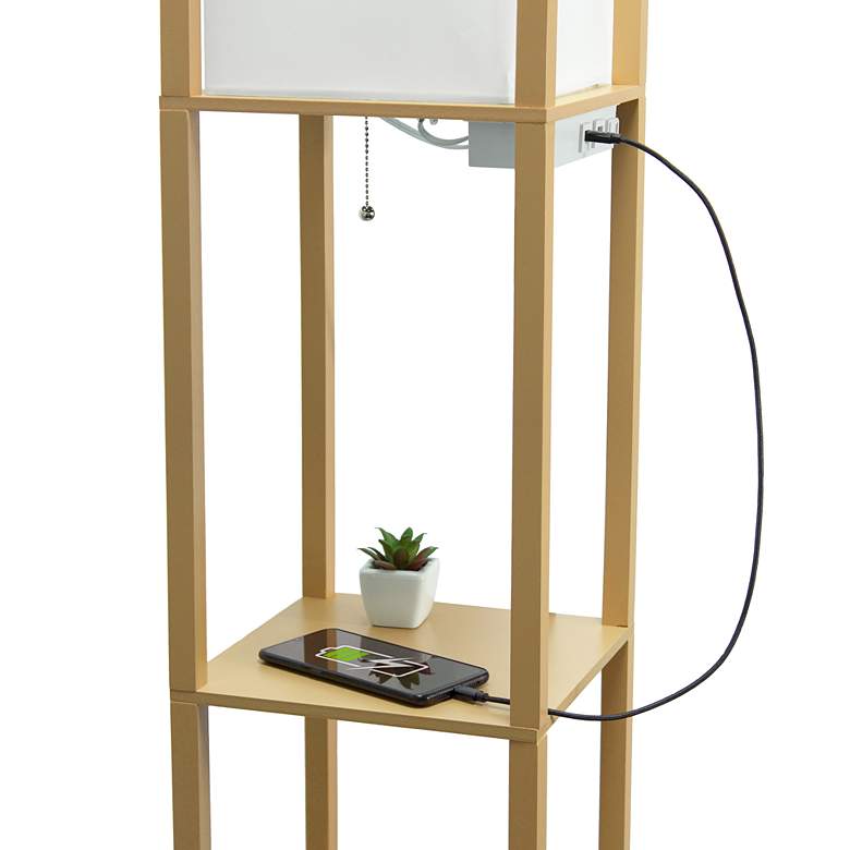 Image 4 Simple Designs 62 1/2" Tan 3-Self Etagere Floor Lamp with Charge Ports more views
