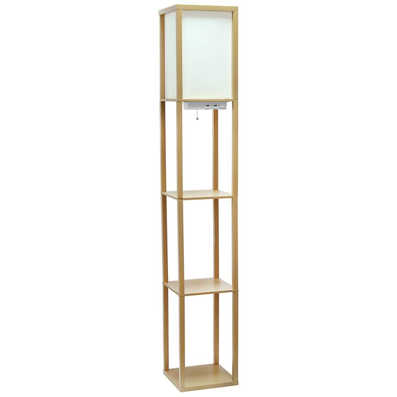 Image 6 Simple Designs 62 1/2" Tan 3-Self Etagere Floor Lamp with Charge Ports more views