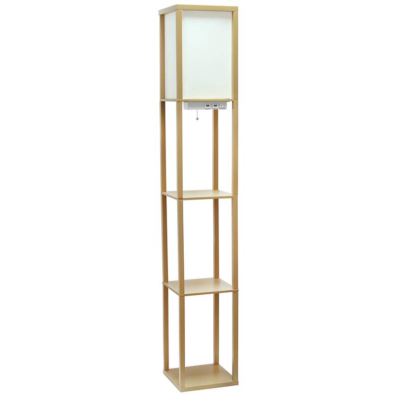 Image 6 Simple Designs 62 1/2" Tan 3-Self Etagere Floor Lamp with Charge Ports more views
