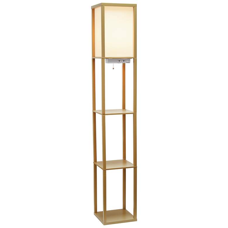 Image 7 Simple Designs 62 1/2" Tan 3-Self Etagere Floor Lamp with Charge Ports more views