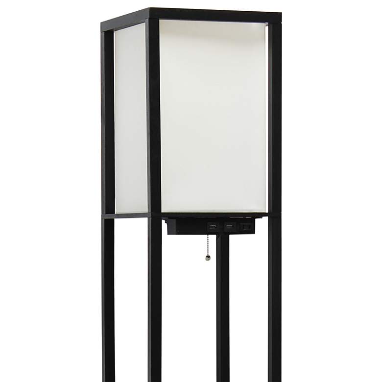 Image 3 Simple Designs 62 1/2" USB and Outlet Black Etagere Floor Lamp more views