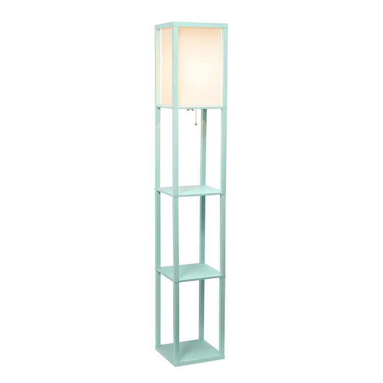 Image 2 Simple Designs 62 3/4" Aqua Blue 3-Shelf Etagere Floor Lamp more views