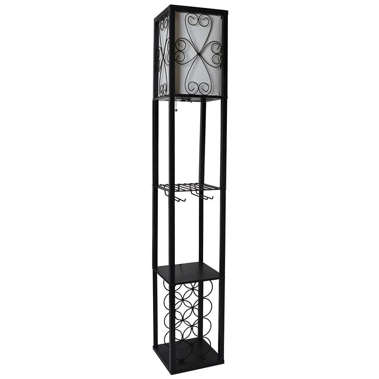 Image 3 Simple Designs 62 3/4" Black Etagere Wine Shelf Floor Lamp more views