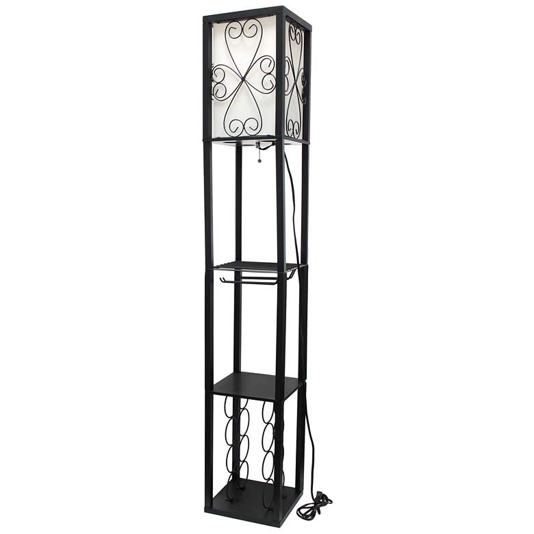 Image 4 Simple Designs 62 3/4" Black Etagere Wine Shelf Floor Lamp more views
