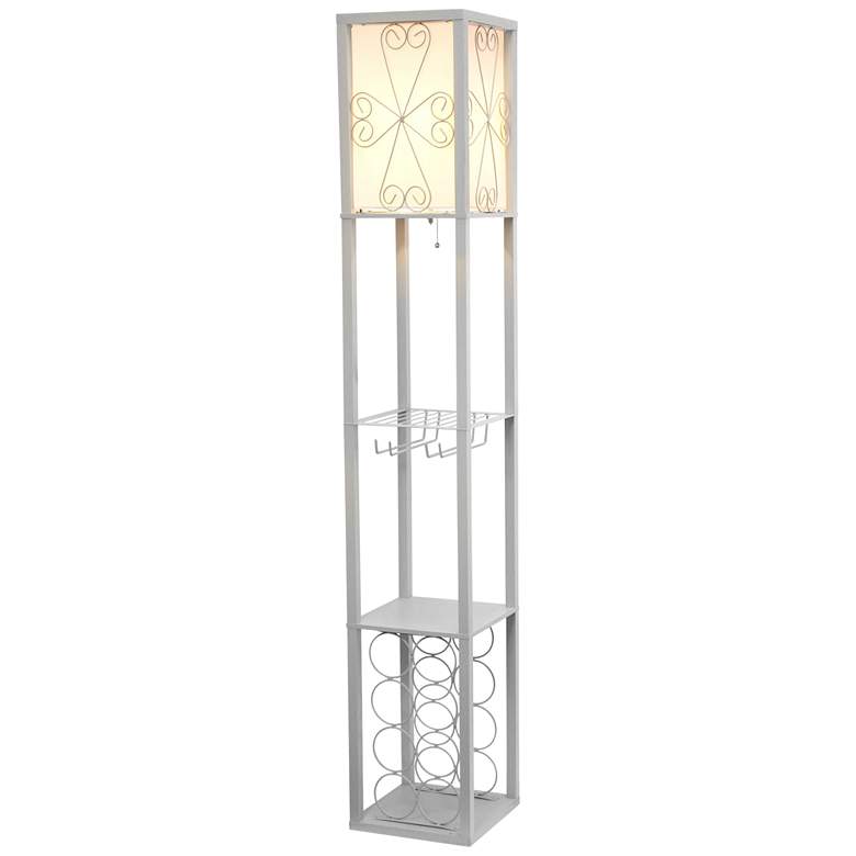 Image 2 Simple Designs 62 3/4" Gray Etagere Wine Shelf Floor Lamp