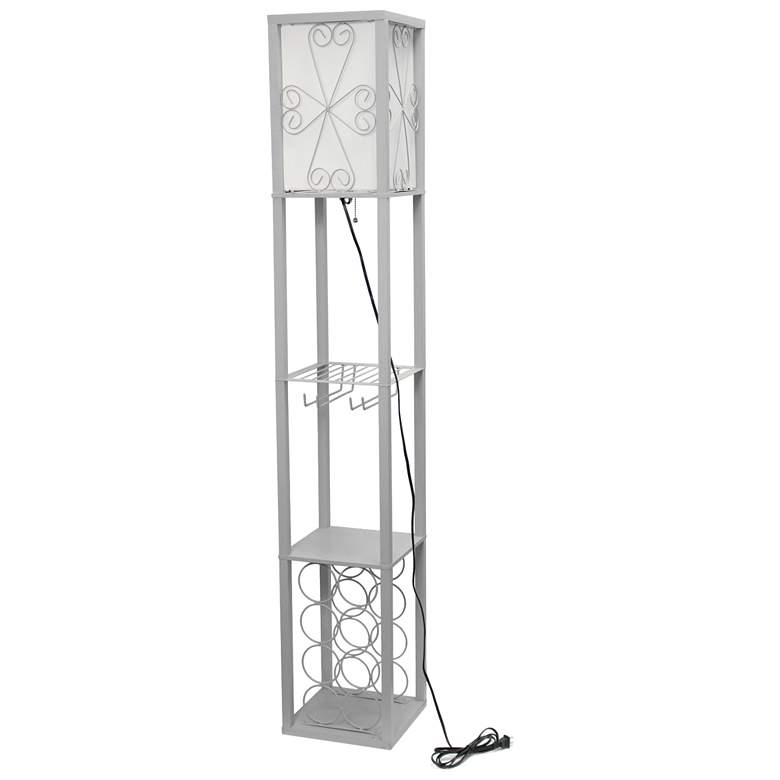 Image 4 Simple Designs 62 3/4" Gray Etagere Wine Shelf Floor Lamp more views