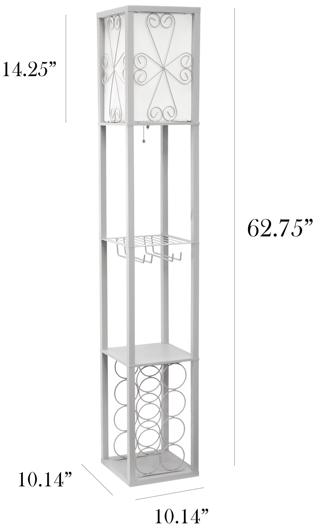 Simple Designs 62 3/4" Gray Etagere Wine Shelf Floor Lamp