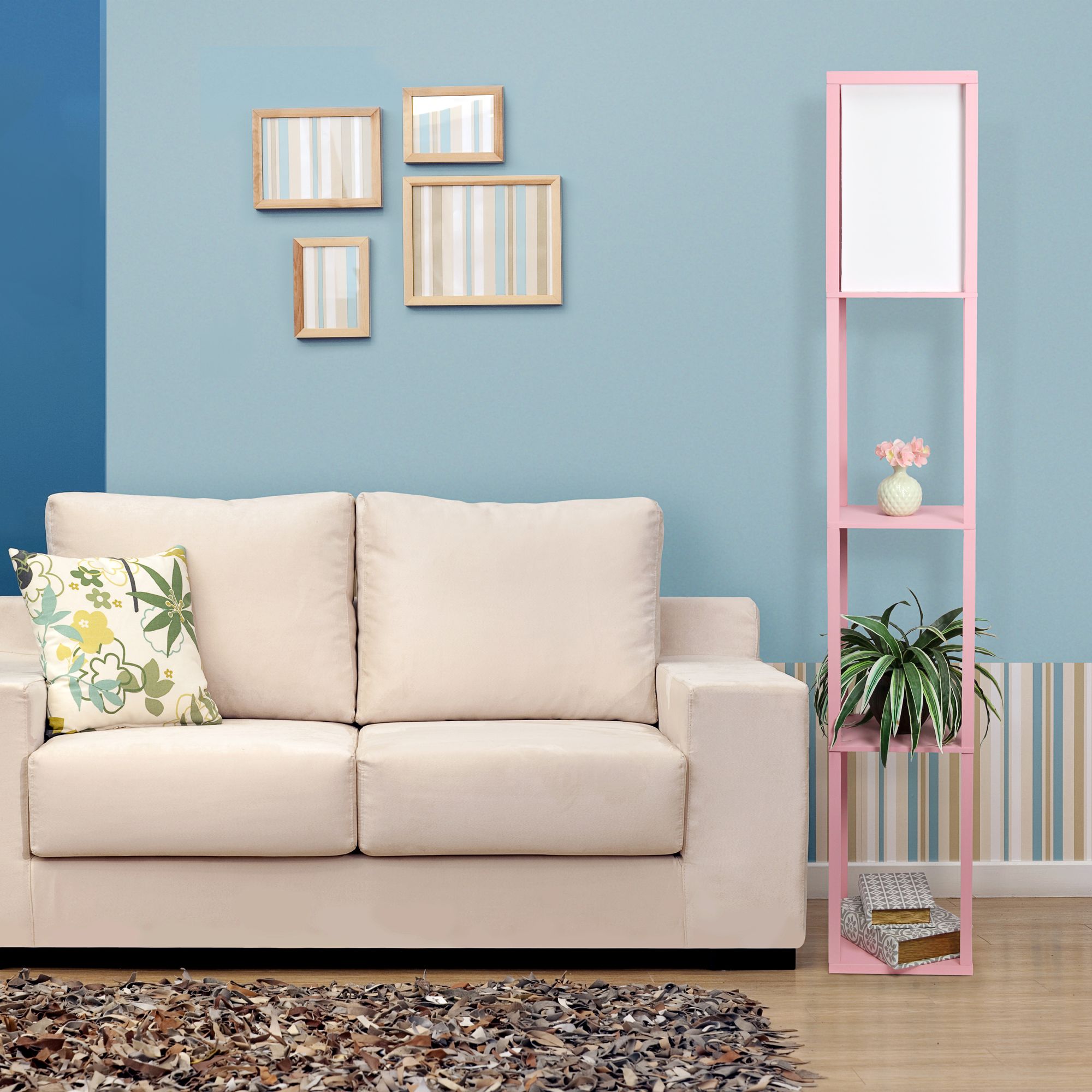 Simple Designs 62 3/4" Light Pink 3-Shelf Etagere Floor Lamp