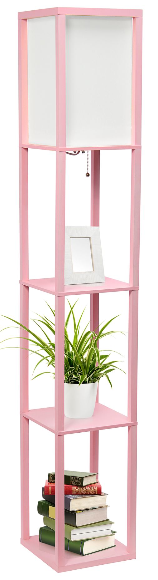 Simple Designs 62 3/4" Light Pink 3-Shelf Etagere Floor Lamp