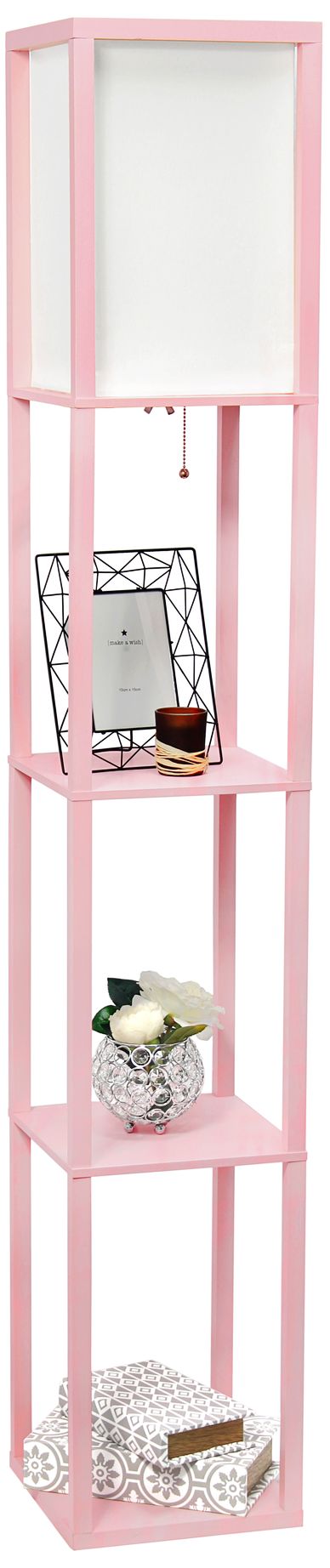 Simple Designs 62 3/4" Light Pink 3-Shelf Etagere Floor Lamp