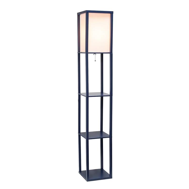 Image 2 Simple Designs 62 3/4" Navy Blue 3-Shelf Etagere Floor Lamp more views