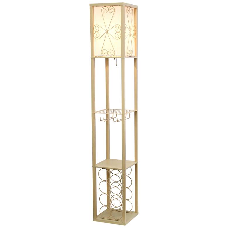 Image 2 Simple Designs 62 3/4" Tan Etagere Wine Shelf Floor Lamp