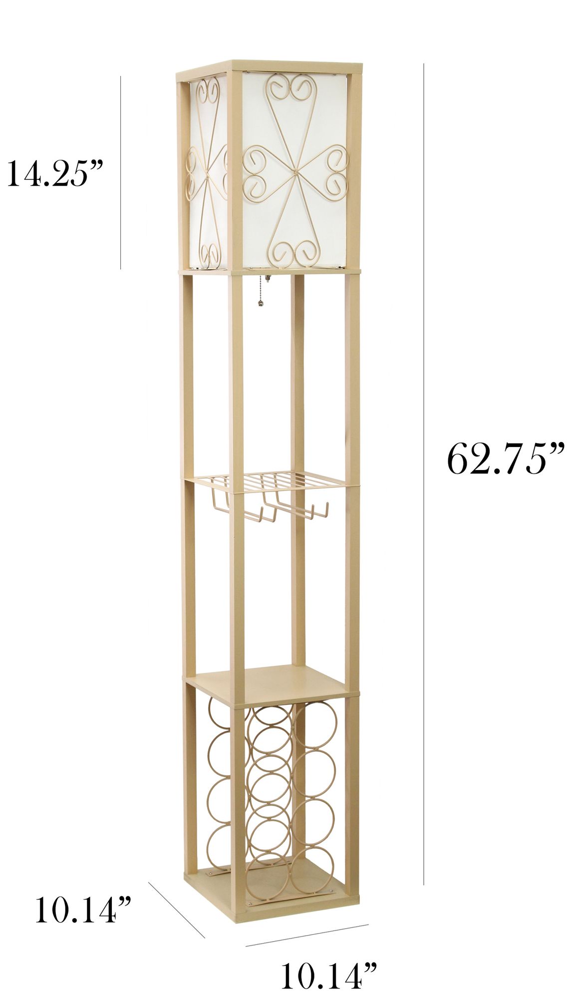 Simple Designs 62 3/4" Tan Etagere Wine Shelf Floor Lamp