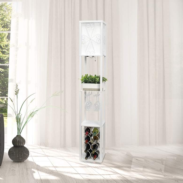 Image 1 Simple Designs 62 3/4" White Etagere Wine Shelf Floor Lamp