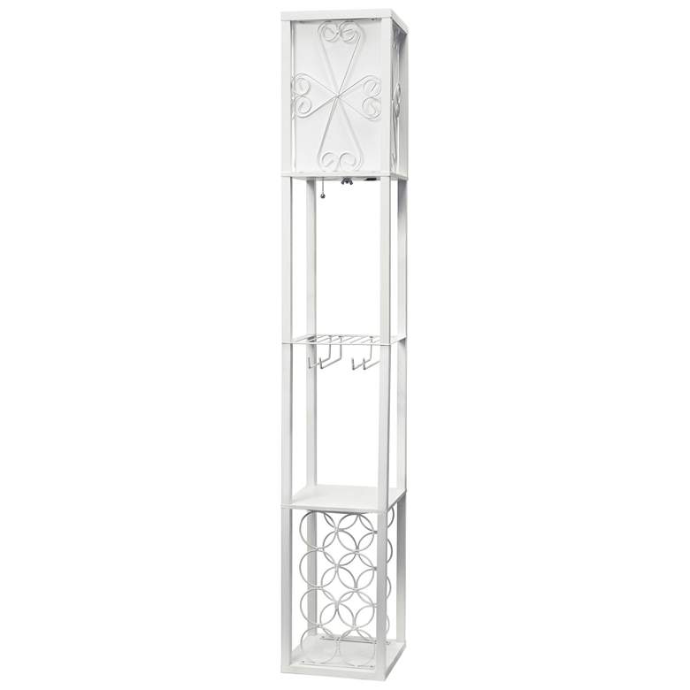 Image 3 Simple Designs 62 3/4 inch White Etagere Wine Shelf Floor Lamp more views