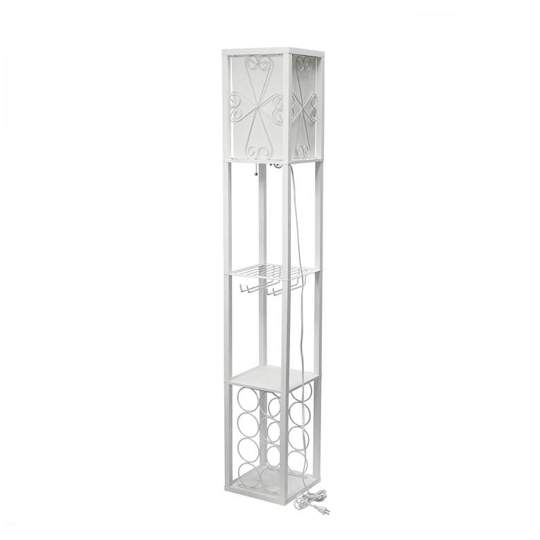 Image 5 Simple Designs 62 3/4" White Etagere Wine Shelf Floor Lamp more views