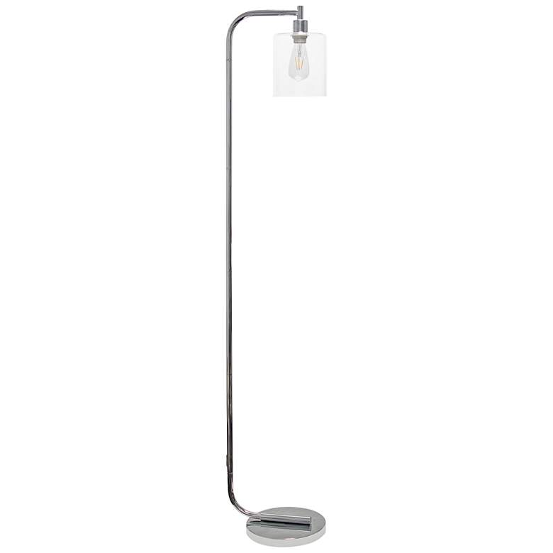 Image 2 Simple Designs 63 inch High Modern Clear Glass and Chrome Floor Lamp