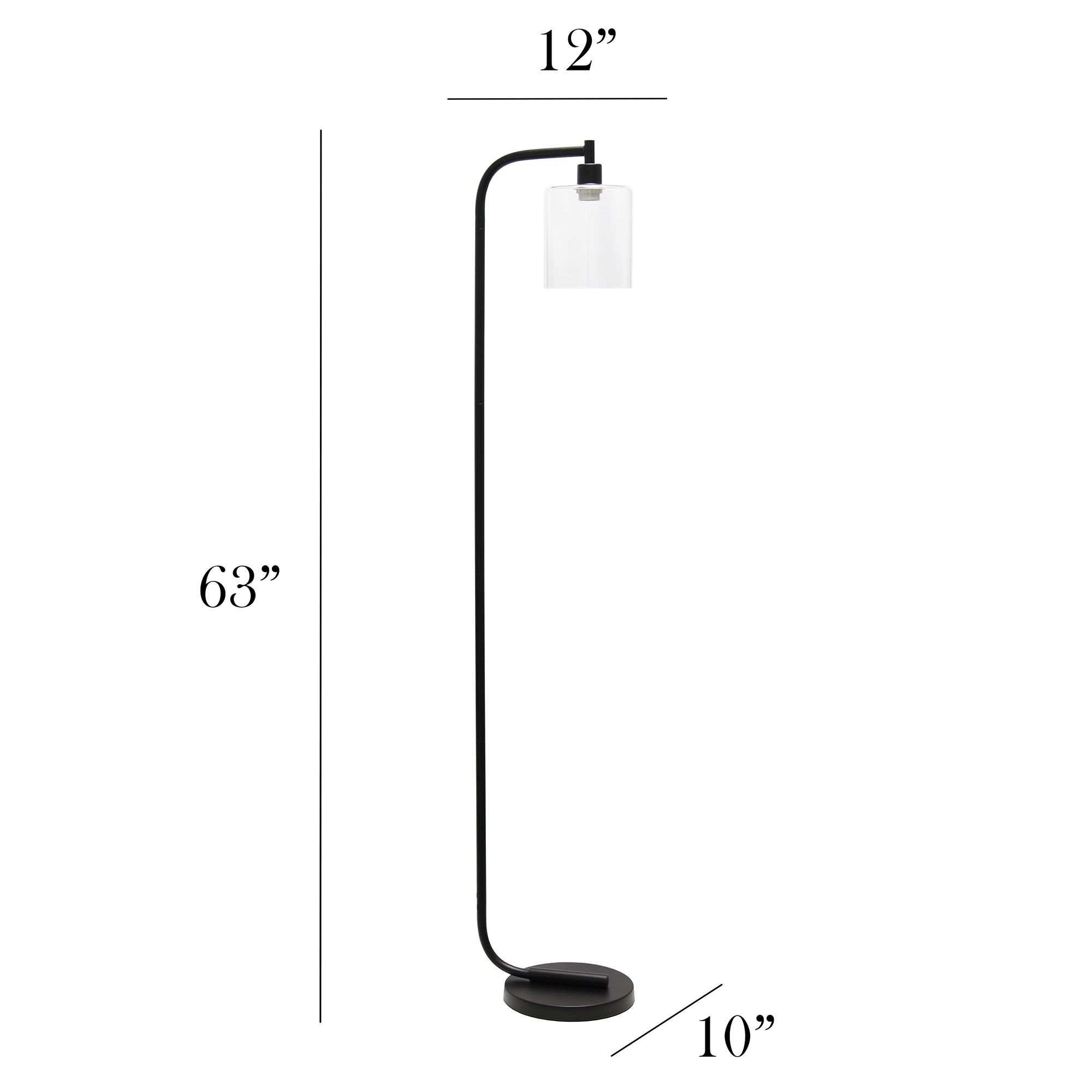 Simple Designs 63" Modern Black Iron Floor Lamp