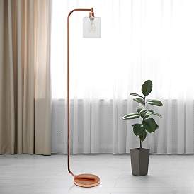 Image1 of Simple Designs 63" Modern Clear Glass and Rose Gold Floor Lamp