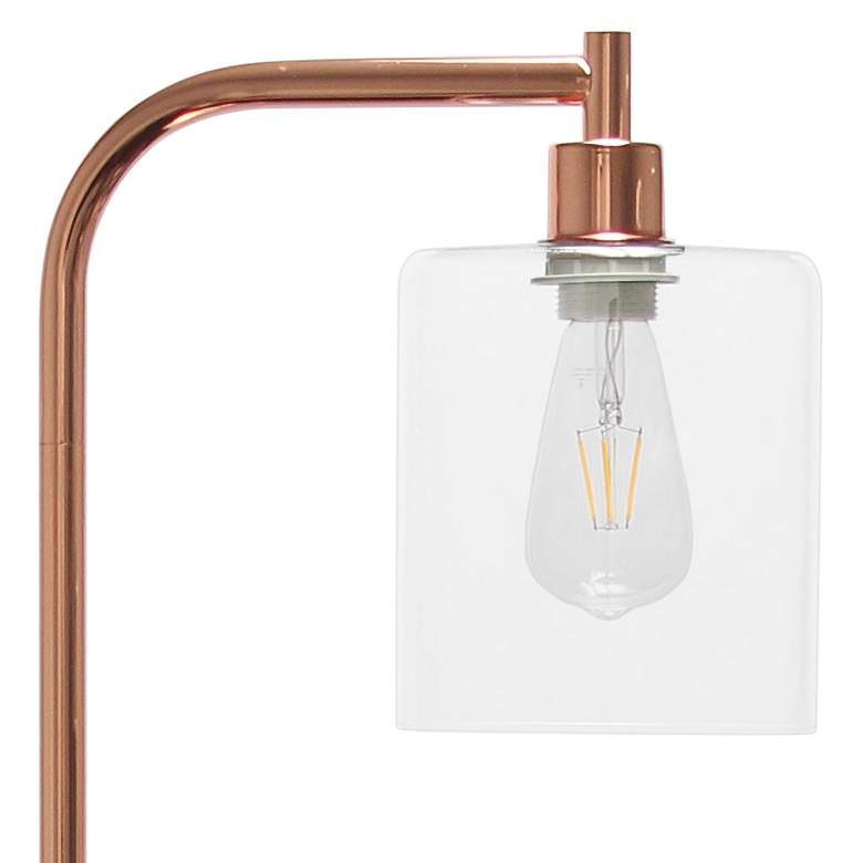 Image 3 Simple Designs 63" Modern Clear Glass and Rose Gold Floor Lamp more views