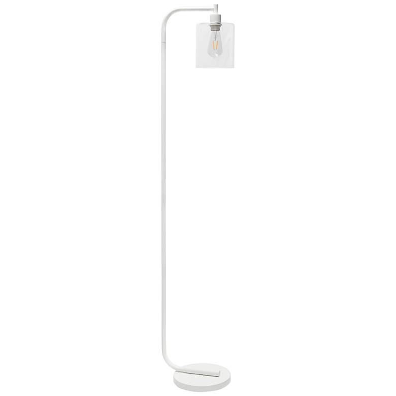 Image 2 Simple Designs 63 inch Modern Clear Glass and White Floor Lamp