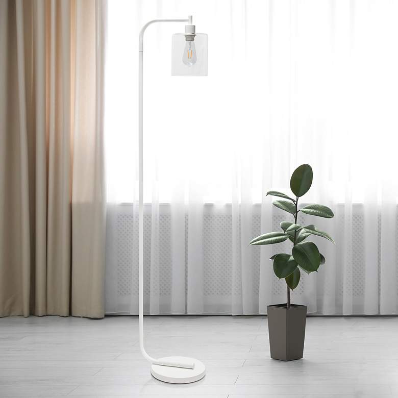 Image 1 Simple Designs 63" Modern Clear Glass and White Floor Lamp