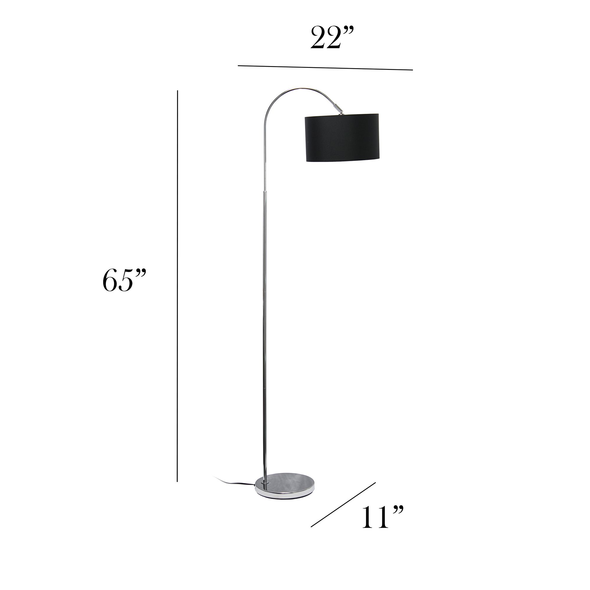 Simple Designs 66" Black Shade Brushed Nickel Modern Arc Floor Lamp in scene