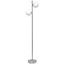 2_Simple Designs 66" High Brushed Nickel 2-Light Tree Floor Lamp