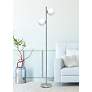 1_Simple Designs 66" High Brushed Nickel 2-Light Tree Floor Lamp