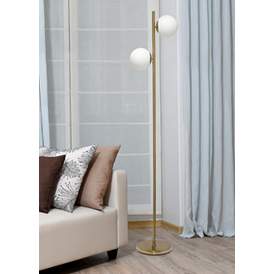 Image1 of Simple Designs 66" High Modern Gold 2-Light Tree Floor Lamp